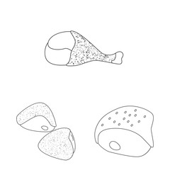 Vector design of food and grilled icon. Collection of food and bird vector icon for stock.