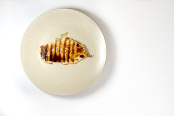 chicken steak on a plate with spices