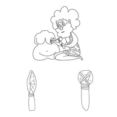 Vector design of primitive and archeology sign. Collection of primitive and history vector icon for stock.