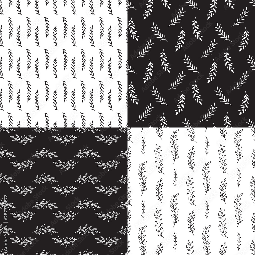 Poster branches seamless pattern. vector texture with laurel. rustic floral pattern design. illustration bo