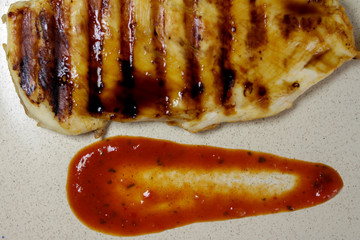 chicken steak on a plate with spices