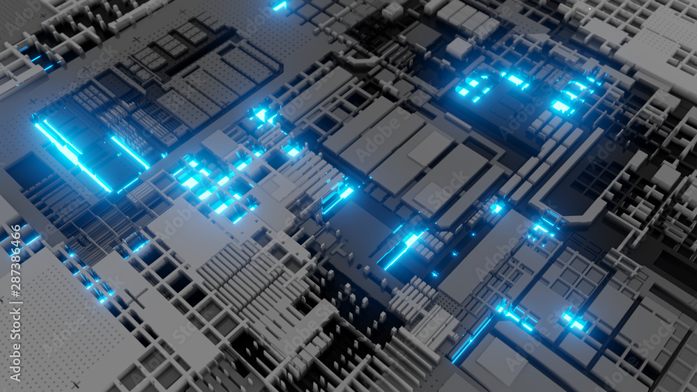 Poster 3d render abstract technology background with cubes