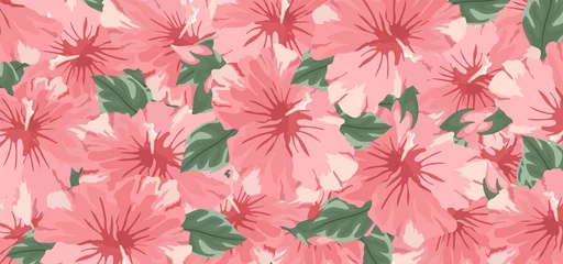 Deurstickers Background set of pink cucardas flowers © Ipajoel