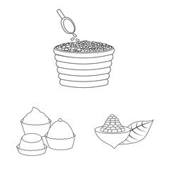 Vector illustration of cocoa and beans icon. Collection of cocoa and sweetness vector icon for stock.