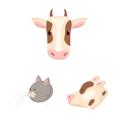 Vector illustration of farm and head logo. Collection of farm and homemade stock symbol for web.