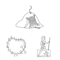 Isolated object of primitive and archeology sign. Set of primitive and history stock vector illustration.