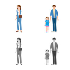 Fototapeta premium Isolated object of character and avatar symbol. Set of character and portrait vector icon for stock.