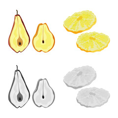 Isolated object of food and raw sign. Collection of food and nature stock vector illustration.