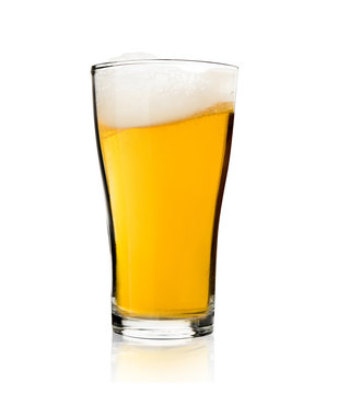 Glass beer with froth foam isolated on white background celebration photo object design