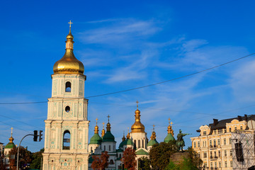 Fototapeta na wymiar Bell tower of St. Sophia Cathedral in Kiev, Ukraine