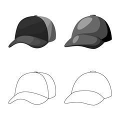 Vector illustration of clothing and cap icon. Collection of clothing and beret stock symbol for web.