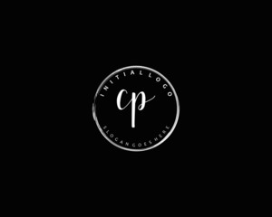 CP Initial handwriting logo vector