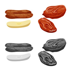 Vector design of food and raw symbol. Set of food and nature vector icon for stock.