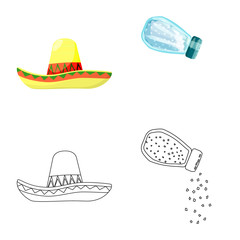 Vector illustration of cafe and Latin symbol. Collection of cafe and national stock symbol for web.