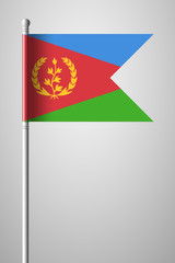 Flag of Eritrea. National Flag on Flagpole. Isolated Illustration on Gray