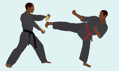 Black Martial Artist Kicking Board © Ellegant