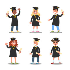 Children in the black graduation gown set