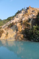 Medieval thermal baths in village Bagno Vignoni, Tuscany, Italy