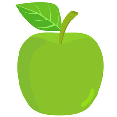green apple cartoon illustration of the fruit in 2d design style