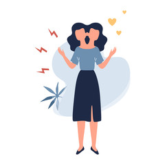 Woman with bipolar disorder. Sad and happy girl