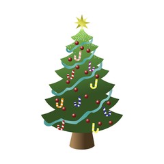 Christmas tree with colorful decorations, Merry Christmas