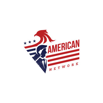 American Eagle Salute Worker Patriotic Logo Symbol Template