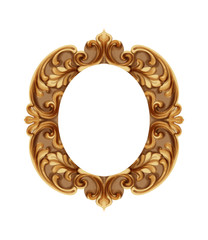 Baroque luxury golden frame Vector. Elegant mirror decor. Victorian ornaments rich framed