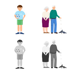 Isolated object of character and avatar logo. Set of character and portrait stock symbol for web.