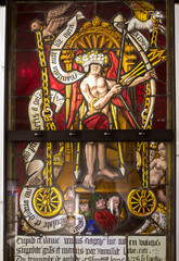 Exhibition of beautiful stained glass windows at Cite du Vitrail in Troyes. Aube, Champagne-Ardenne, France