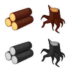 Vector design of tree and raw sign. Set of tree and construction stock vector illustration.