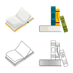 Isolated object of training and cover icon. Set of training and bookstore vector icon for stock.