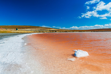 Salt lake in Tierra del Fuego in Argentina - obrazy, fototapety, plakaty