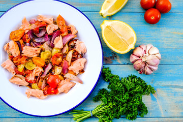 Healthy Salmon Fillet With Roasted Vegetables