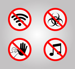 Prohibition Signs and Various warning sign icon Symbol Sign Isolate on White Background,Vector Illustration