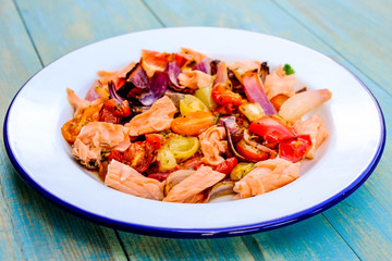 Healthy Salmon Fillet With Roasted Vegetables