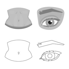 Vector design of body and part symbol. Set of body and anatomy stock vector illustration.