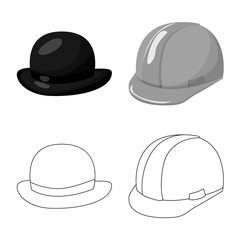 Isolated object of clothing and cap icon. Set of clothing and beret stock vector illustration.