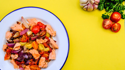 Healthy Salmon Fillet With Roasted Vegetables