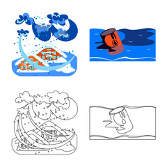 Isolated object of weather and distress sign. Set of weather and crash vector icon for stock.