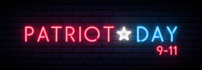 Vector memorial design template. Neon USA Remembrance day vector banner.