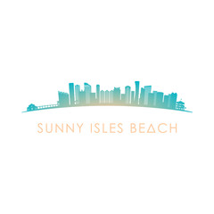 Obraz premium Sunny Isles Beach skyline silhouette. Vector design colorful illustration.