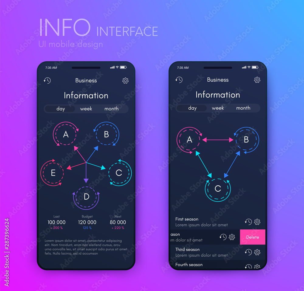 Poster mobile application interface. ui design, stock vector