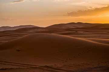 Fototapeta na wymiar Desert nearby Merzouga, Morocco, in the early morning light