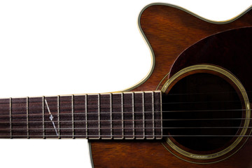 Obraz na płótnie Canvas Acoustic guitar on white background,music equipment.