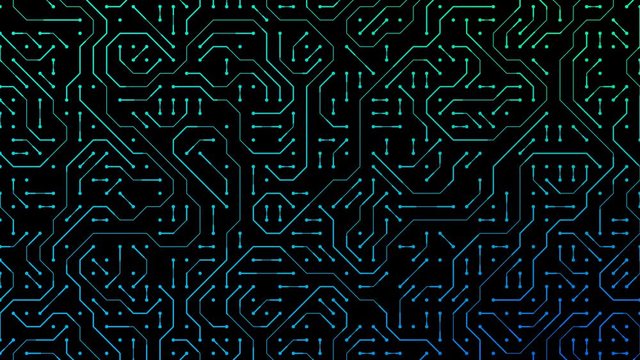 Circuit board background simple animation, computer microchip nano technology