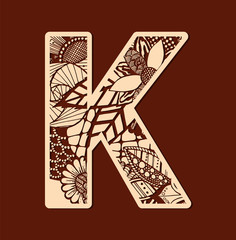 Fototapeta premium Letter K from doodles. Initial monogram letter