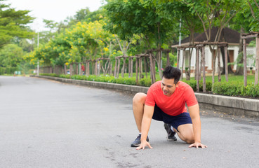 Man tired or fail from running exercise.