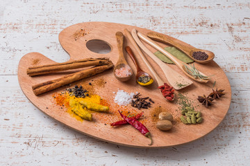 カラフルなスパイス　Photo of colorful Indian food spices
