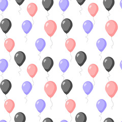 Seamless patterns with balloons on the white background for birthday, party, celebration. Perfect for wallpaper, wrapping paper, scrapbook, textile and other design. 