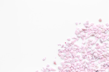 design with pebble on white background top view space for text